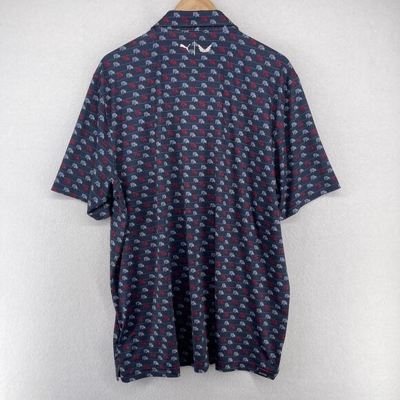 PUMA Shirt Mens XL VOLITION AMERICA 4x4 Drive Golf Polo Stretch Black Navy Blue - Picture 4 of 14